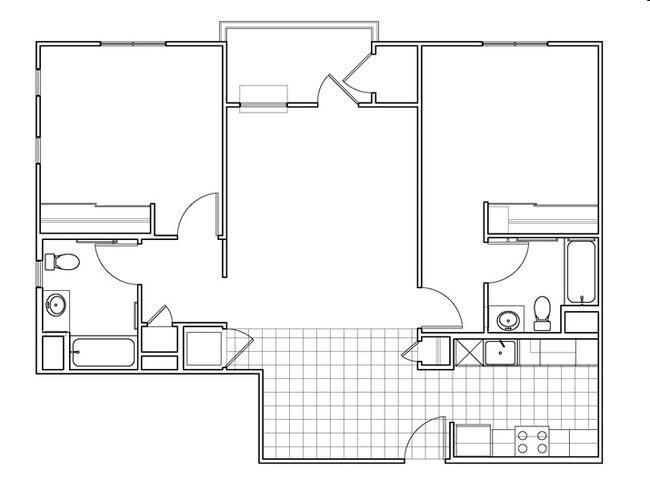 2 Beds, 2 Baths Model floor plan